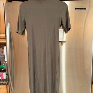 Athleta signature Rib Mock Neck Dress mineral small